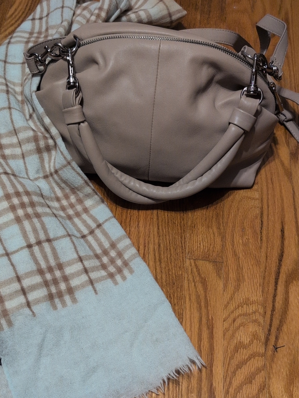 New Vince Camuto Buttery Soft Taupe Shoulder Bag Clutch